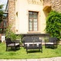 Hillroad 4-Piece Woven Rattan Wicker Seating Set, Black/Beige