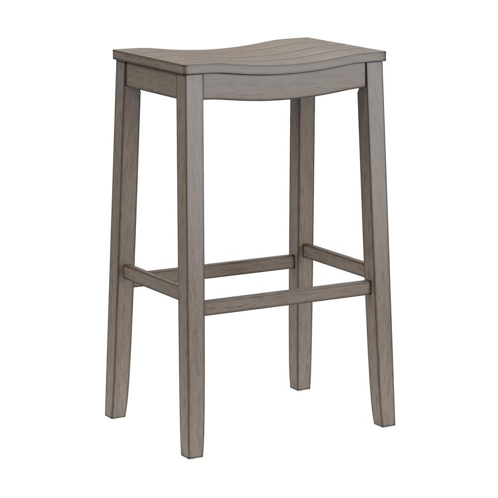 Fiddler Backless 30" NonSwivel Barstool Aged Gray: Coastal Charm, Wood Legs - Hillsdale Furniture