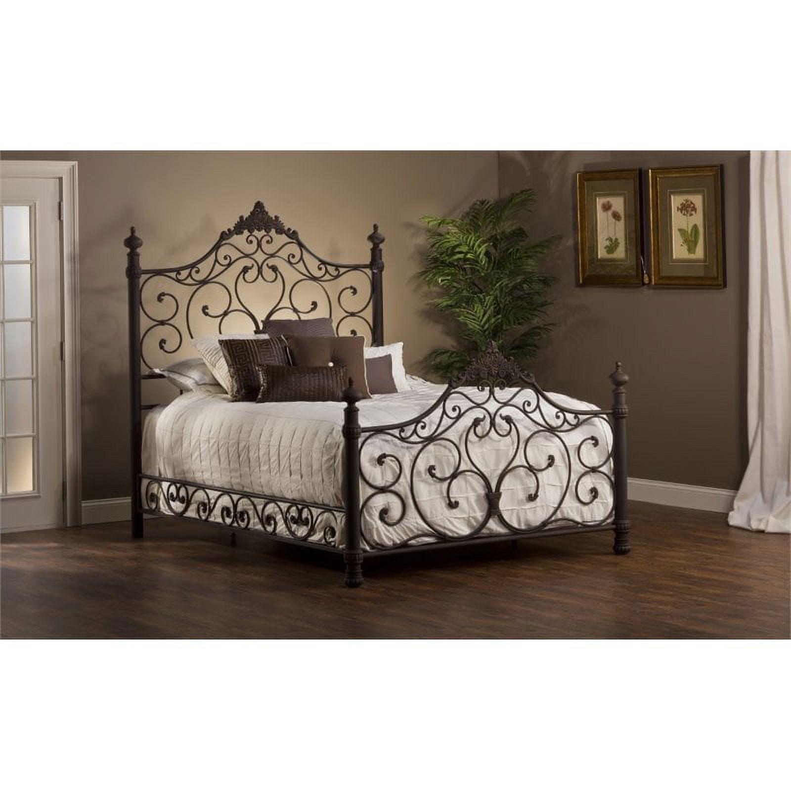Baremore King-Size Metal Bed with Headboard in Antique Brown