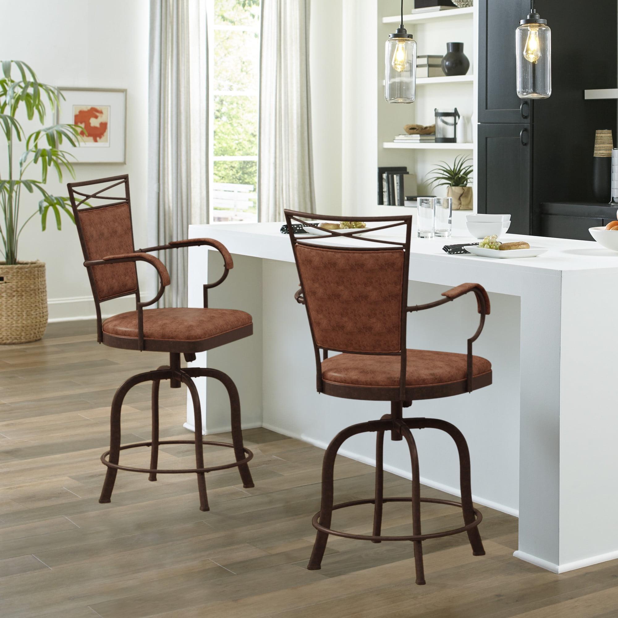 Bridgetown Swivel Counter Stool in Aged Bronze with Faux Leather