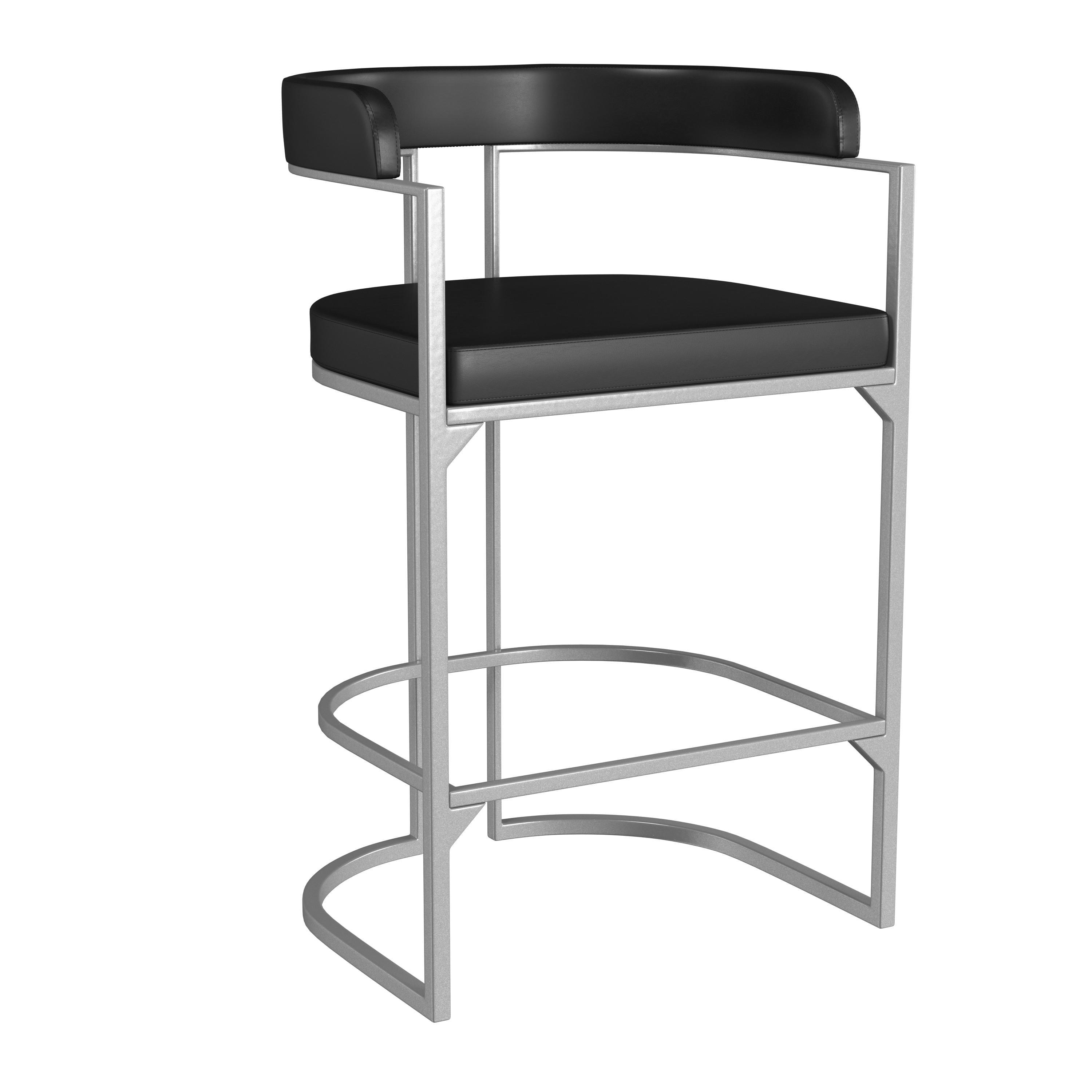 Cannonwood Black Faux Leather and Silver Metal Counter Height Stool