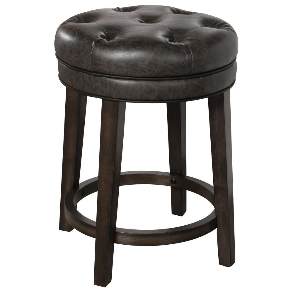 25.5" Krauss Wood Backless Swivel Counter Height Barstool Charcoal Gray - Hillsdale Furniture: Matte Finish, Rubberwood Frame