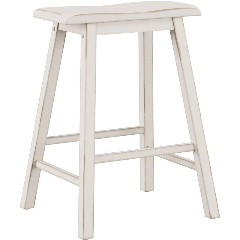 Sea White 24" Backless Saddle Wood Counter Stool