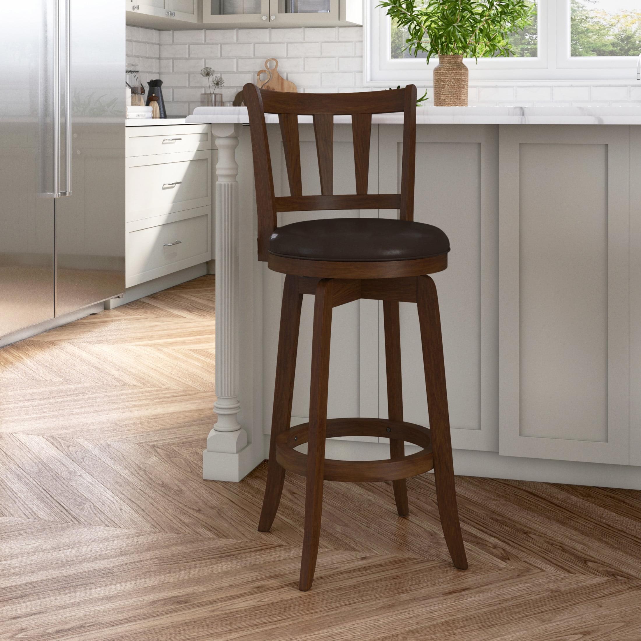 29.5" Presque Isle Swivel Barstool Cherry/Brown - Hillsdale Furniture: Padded High-Back with Footrest