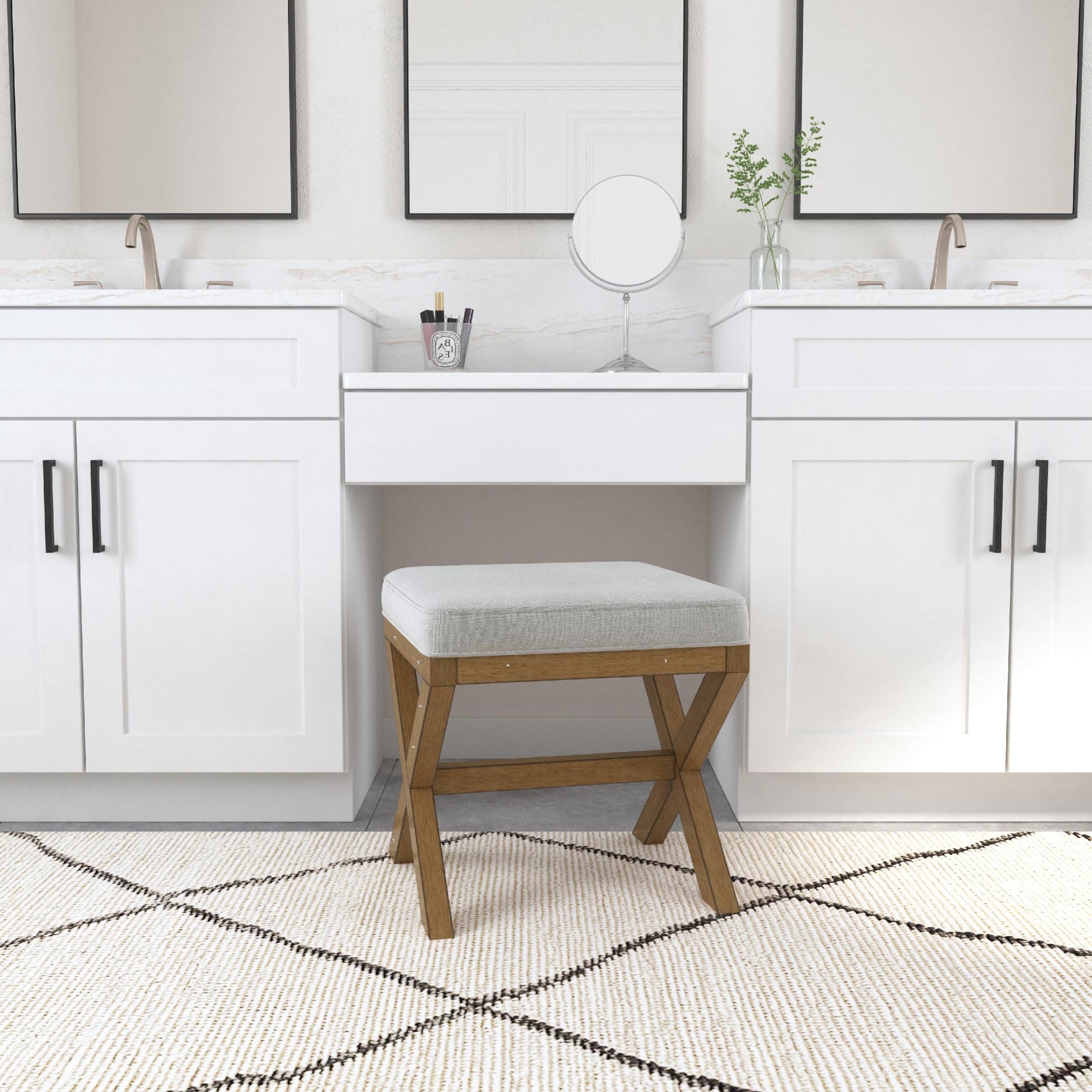 Hillsdale Furniture 18.5" Somerset Backless Wood Vanity Stool Fog: Padded Ottoman Bench, Polyester Upholstery