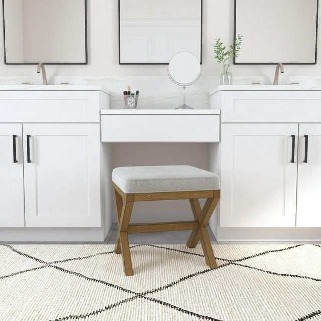Hillsdale Furniture 18.5" Somerset Backless Wood Vanity Stool Fog: Padded Ottoman Bench, Polyester Upholstery