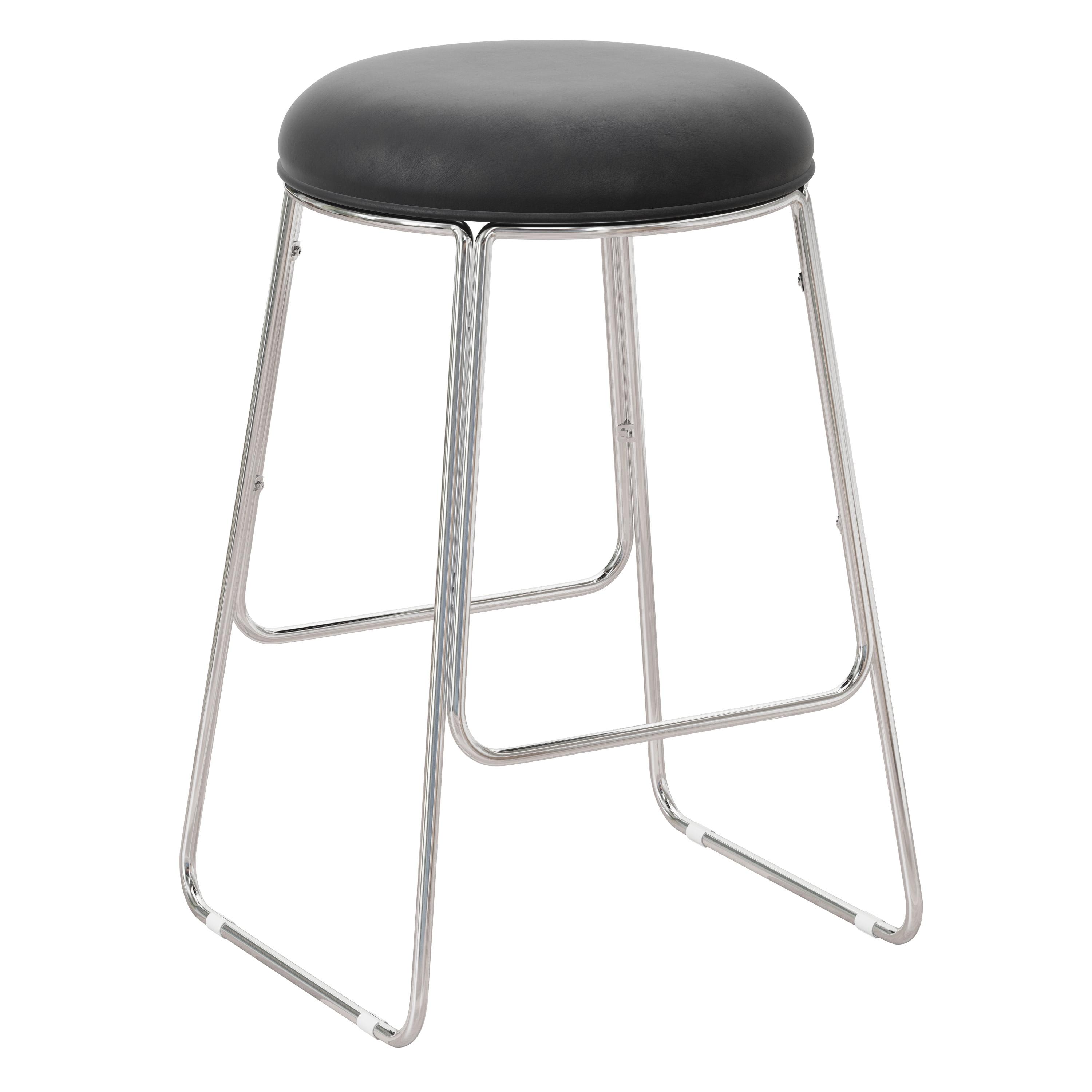 Southlake Backless Metal Counter Height Barstool Chrome/Black Vinyl - Hillsdale Furniture: Round Upholstered Kitchen Stool