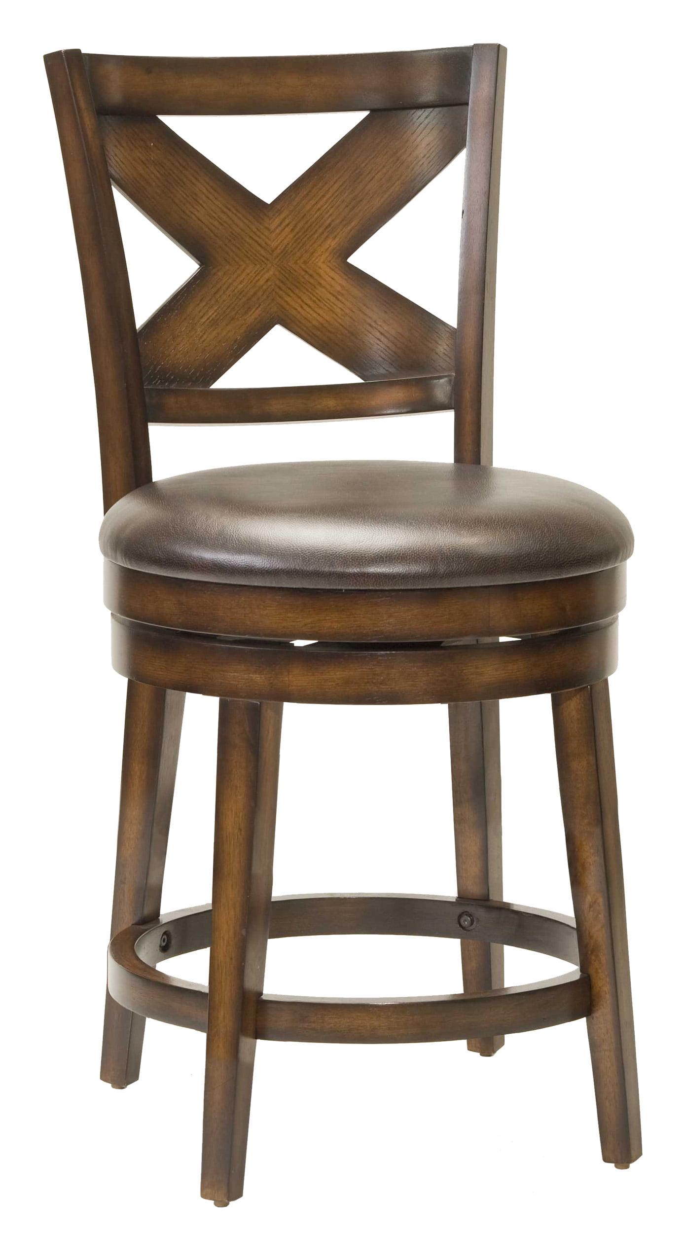 Rustic Oak Brown Wood Swivel Counter Stool