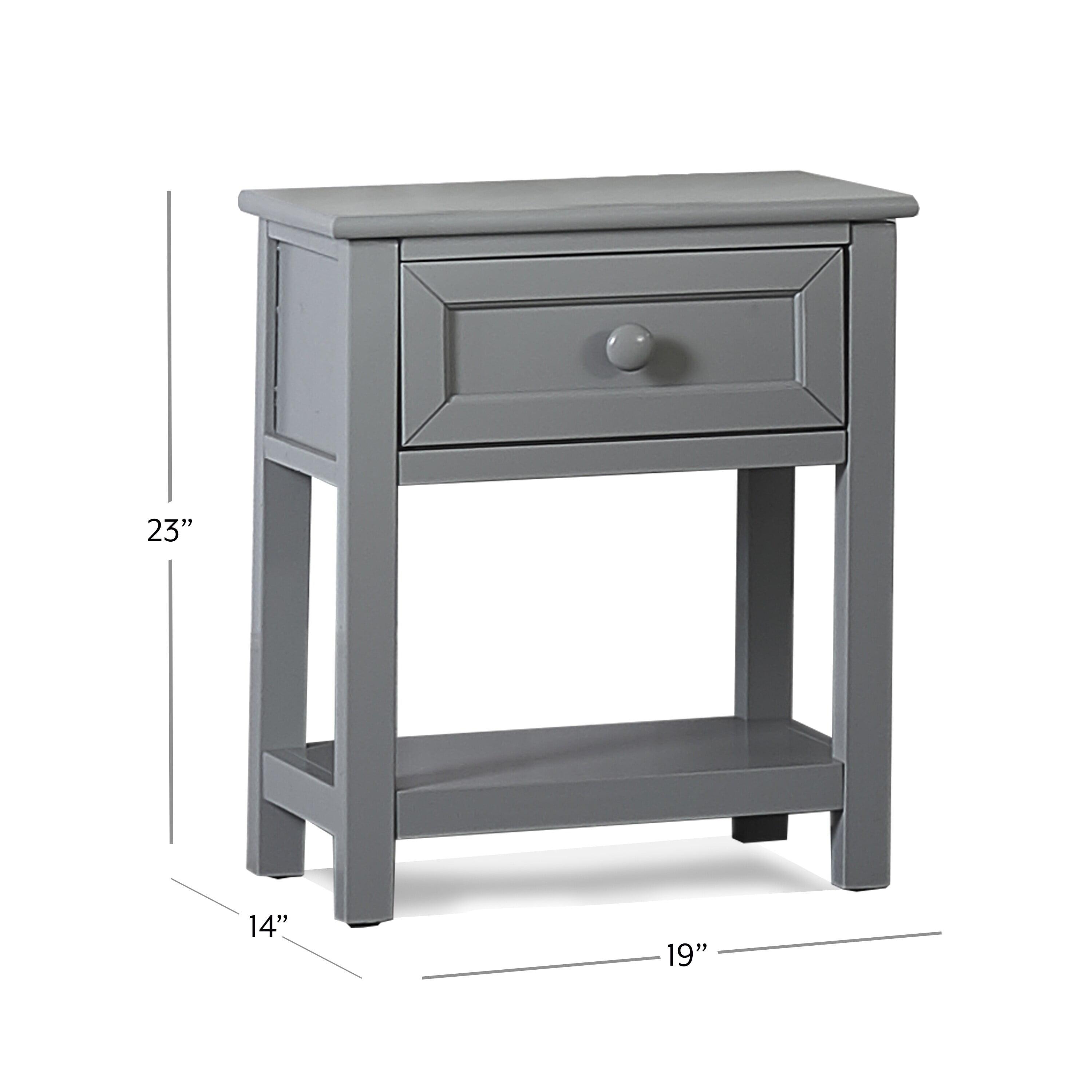 Schoolhouse Modern Grey Solid Wood 1-Drawer Nightstand