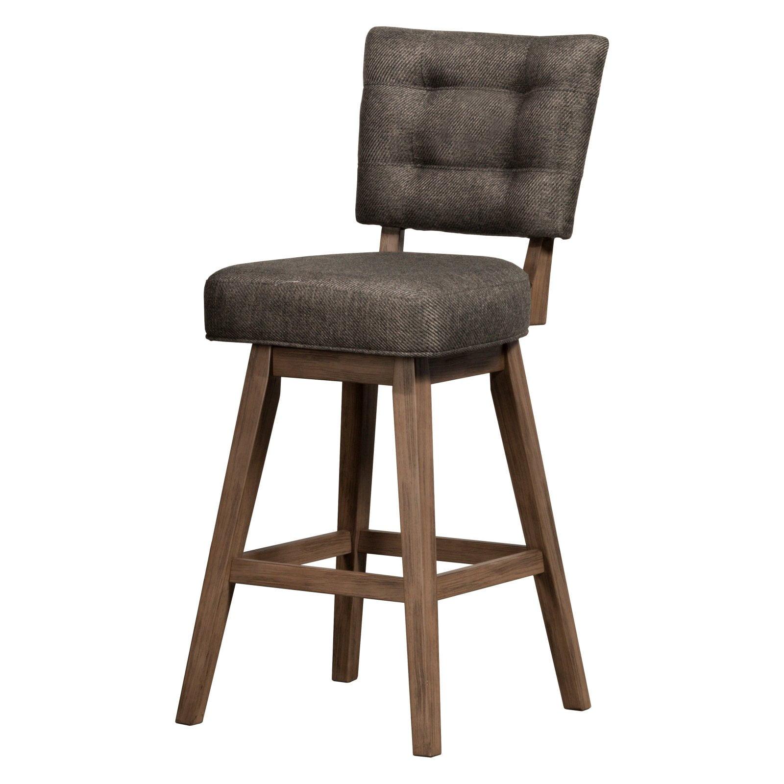 26" Lanning Swivel Counter Height Barstool Chocolate Brown - Hillsdale Furniture: Rubberwood, Tufted Back