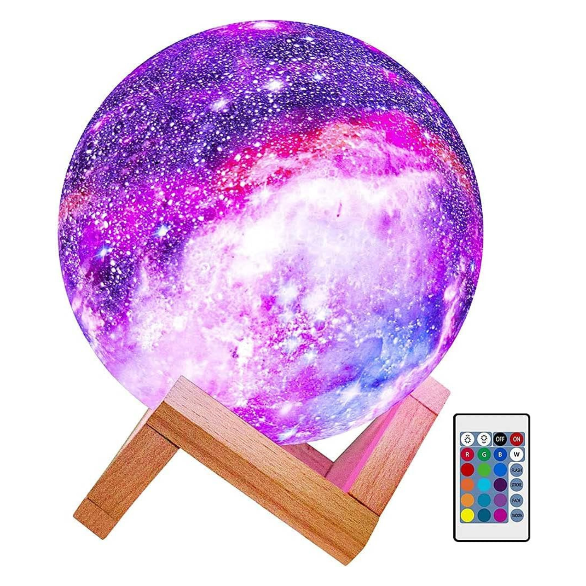 WBM LLC Himalayan Glow 3D galaxy Moon Lamp, 16 Multi-Color LEDs, Unique Idle Gift for Girls, Women