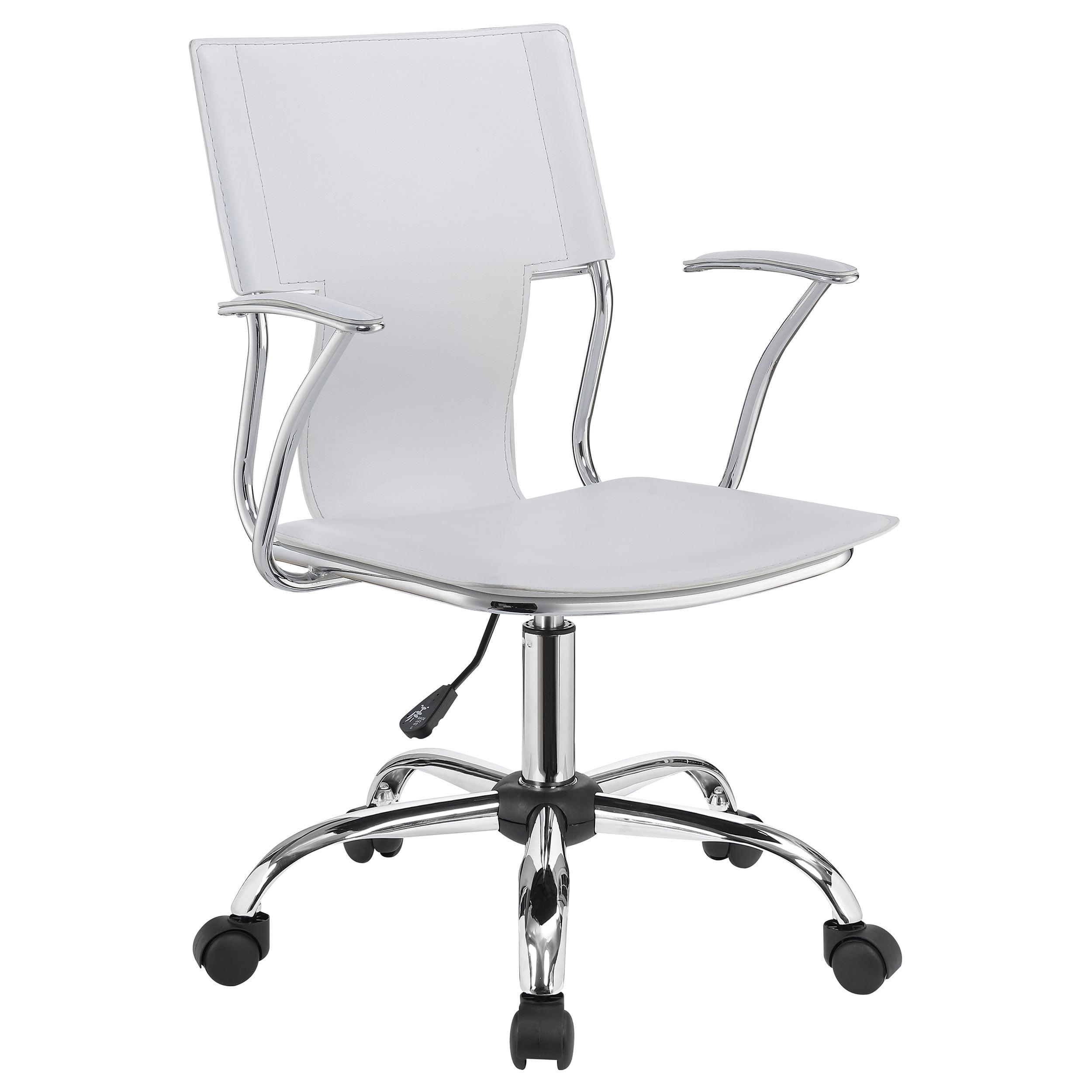 White Leather Swivel Task Chair with Chrome Base