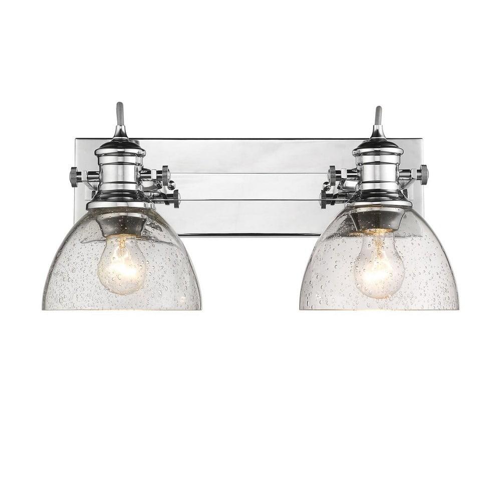 Transitional 17'' Chrome Bath Vanity Light with Seeded Glass