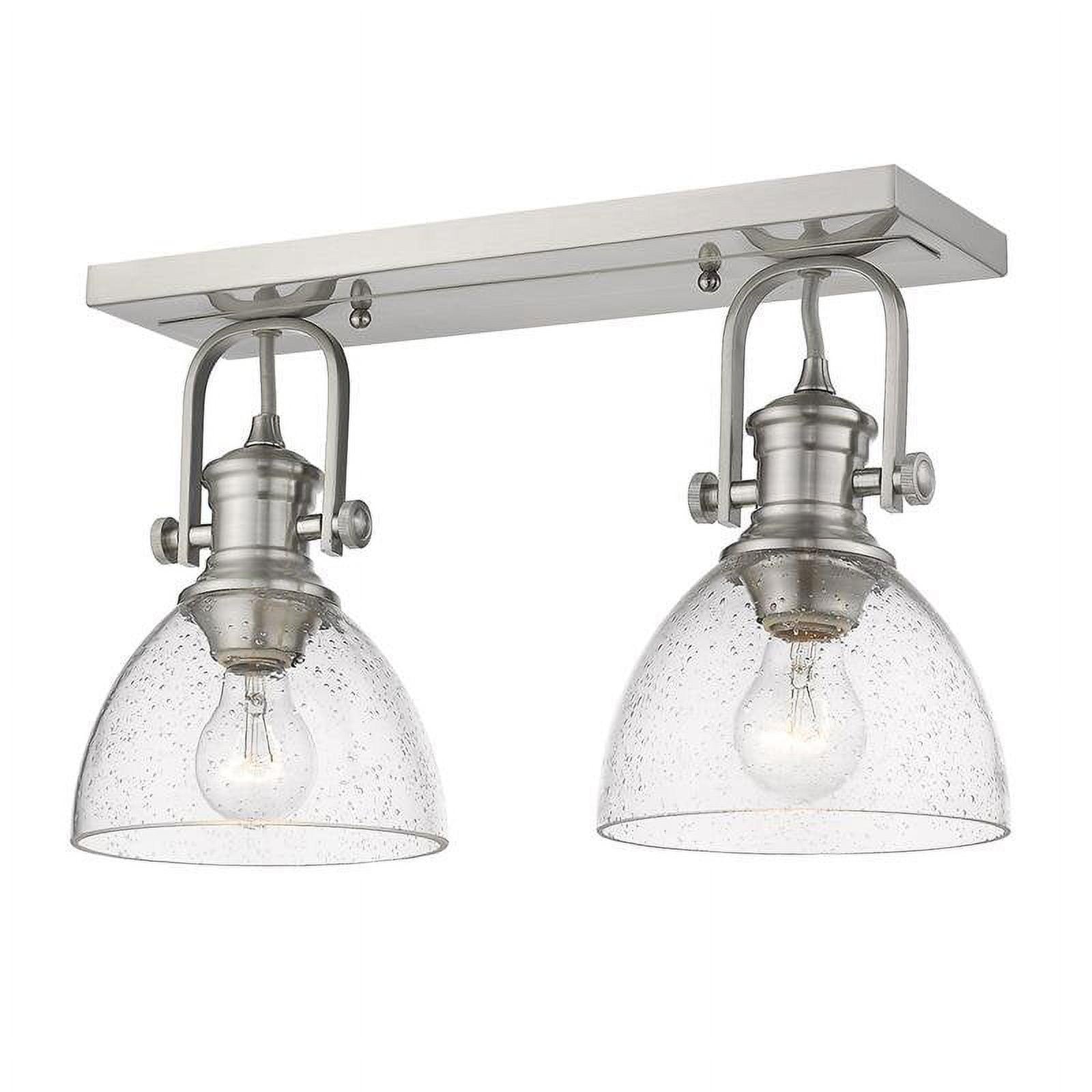 Hines Pewter 2-Light Semi-Flush Mount with Seeded Glass