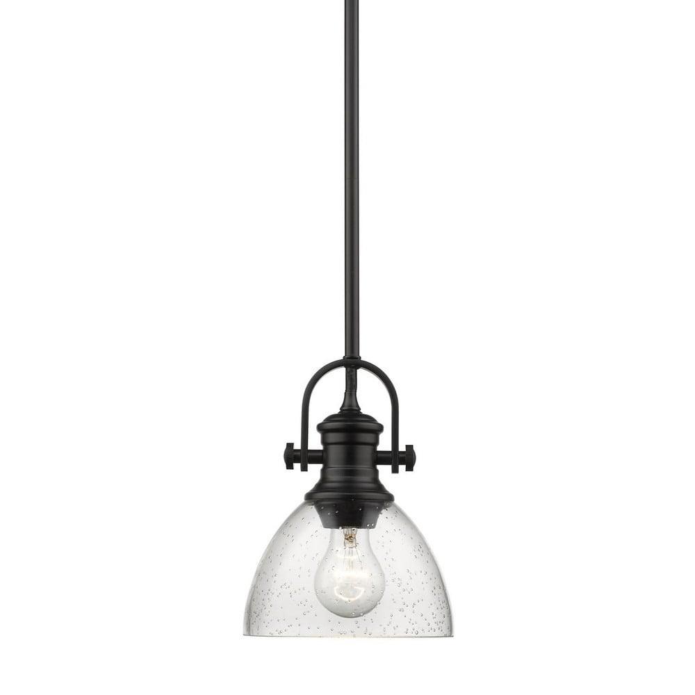 XiKe Hines Mini Pendant Matte Black with Seeded Glass