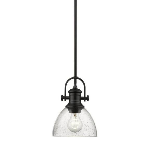 XiKe Hines Mini Pendant Matte Black with Seeded Glass