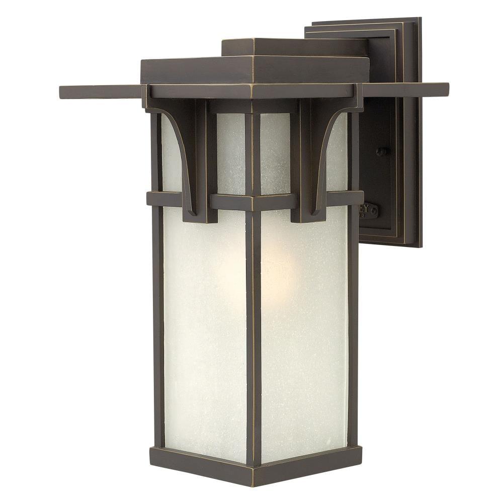 Hinkley Lighting 2234 15" Height 1-Light Lantern Outdoor Wall Sconce with Etched Seedy Shade from the Manhattan Collection