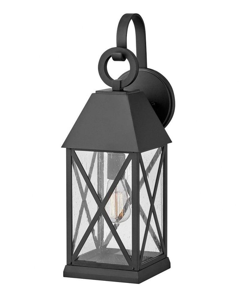 Museum Black Aluminum Outdoor Wall Sconce with Clear Seedy Glass