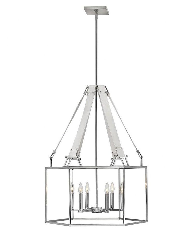 Monroe Polished Nickel 26" Hexagonal Cage Chandelier