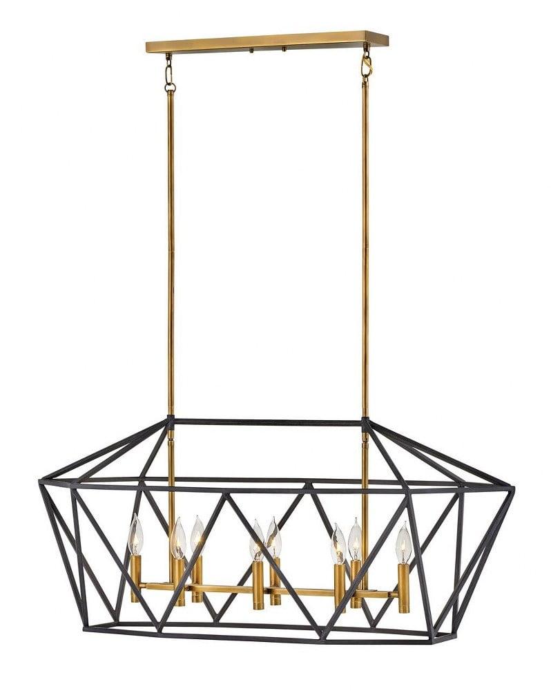 Theory Vintage Mid-Century 8-Light Brass Cage Chandelier