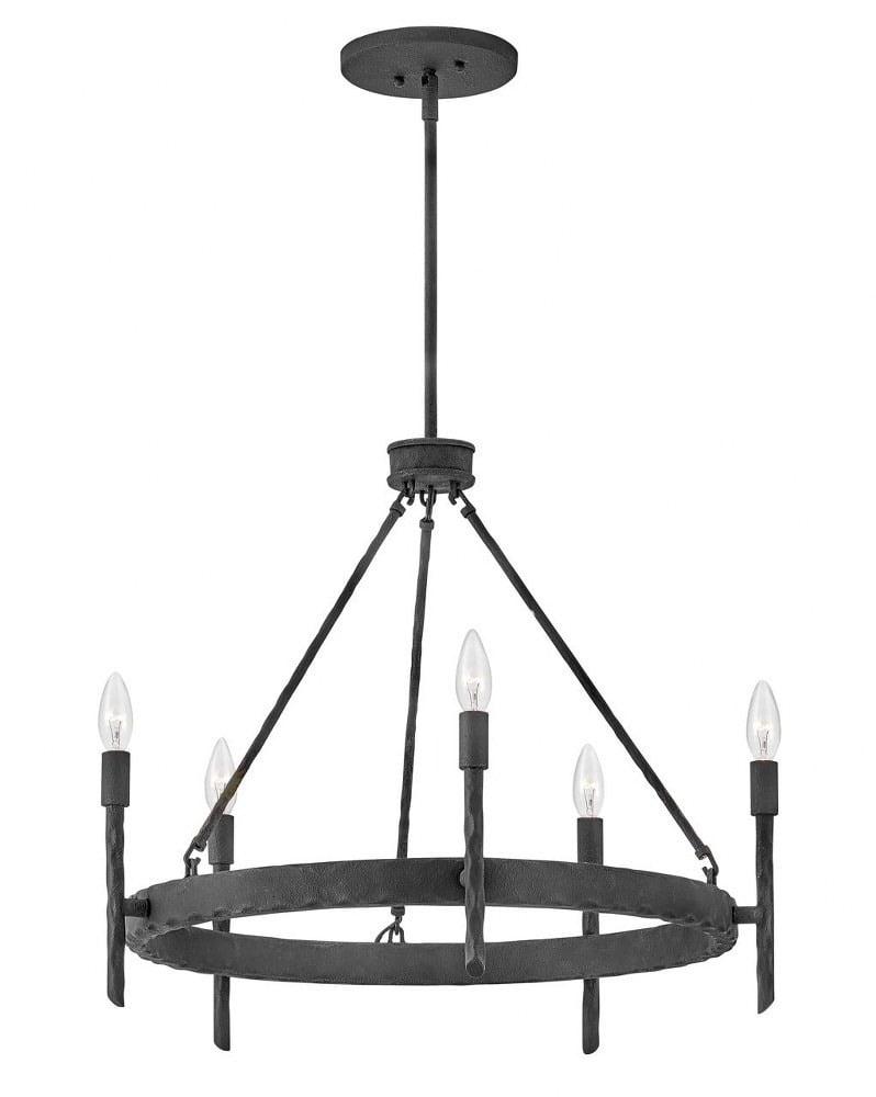 Tress Forged Iron 5-Light Candle Chandelier with Dimmable Feature