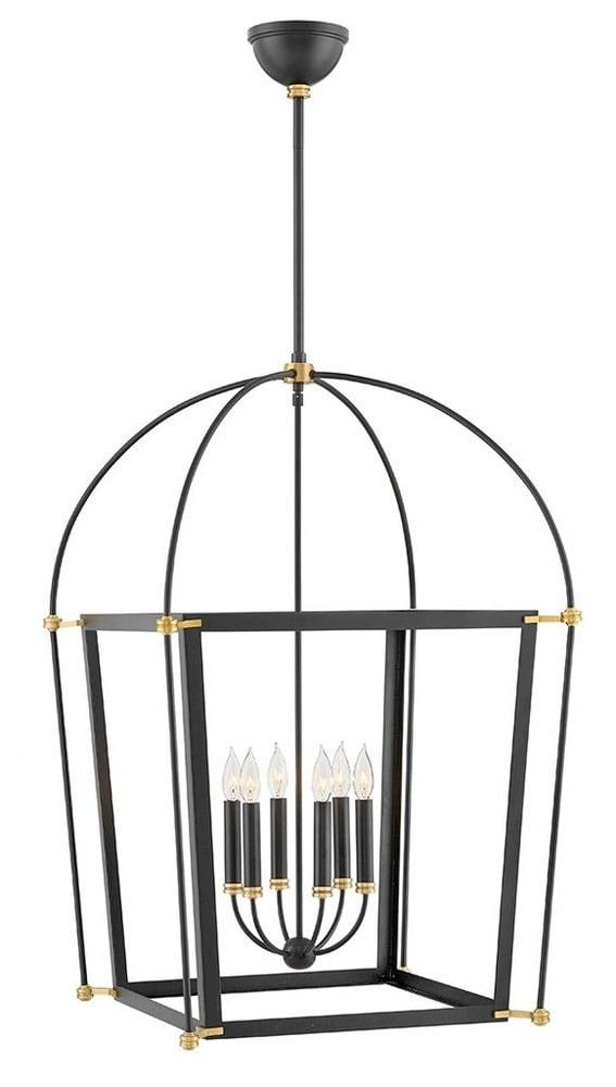 Selby Timeless 6-Light Black and Brass Pendant Chandelier