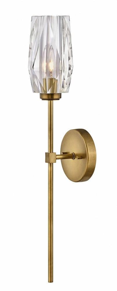 Ana 1-Light Wall Sconce w/ Faceted Heavy-Cut Diamond-Shaped Crystal Shade - Heritage Brass