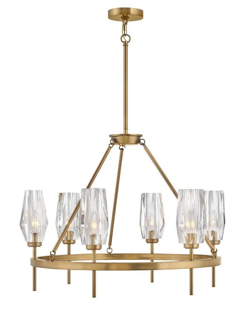 Heritage Brass 6-Light Crystal Chandelier with Faceted Shades