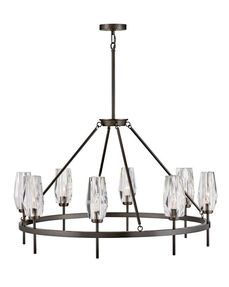 Ana 8 - Light Fabric Dimmable Wagon Wheel Chandelier