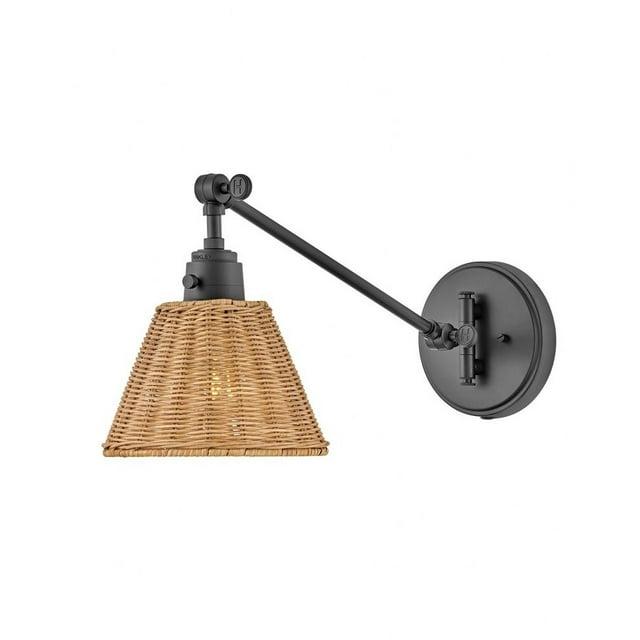 Lennon Plug-In Task Sconce - Black and Black Rattan