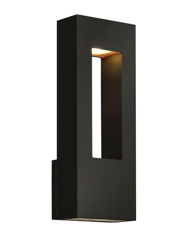 Satin Black Etched Glass 2-Light Outdoor LED Wall Lantern