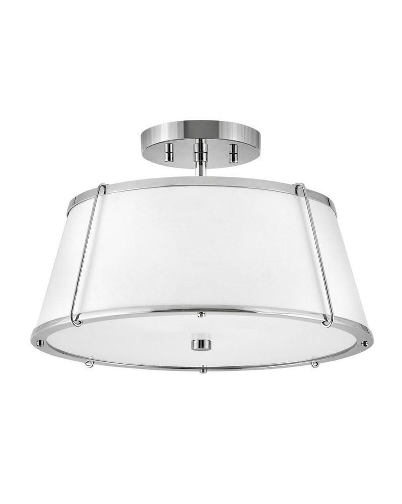 Elegant 2-Light Polished Nickel Drum LED Semi-Flush Mount