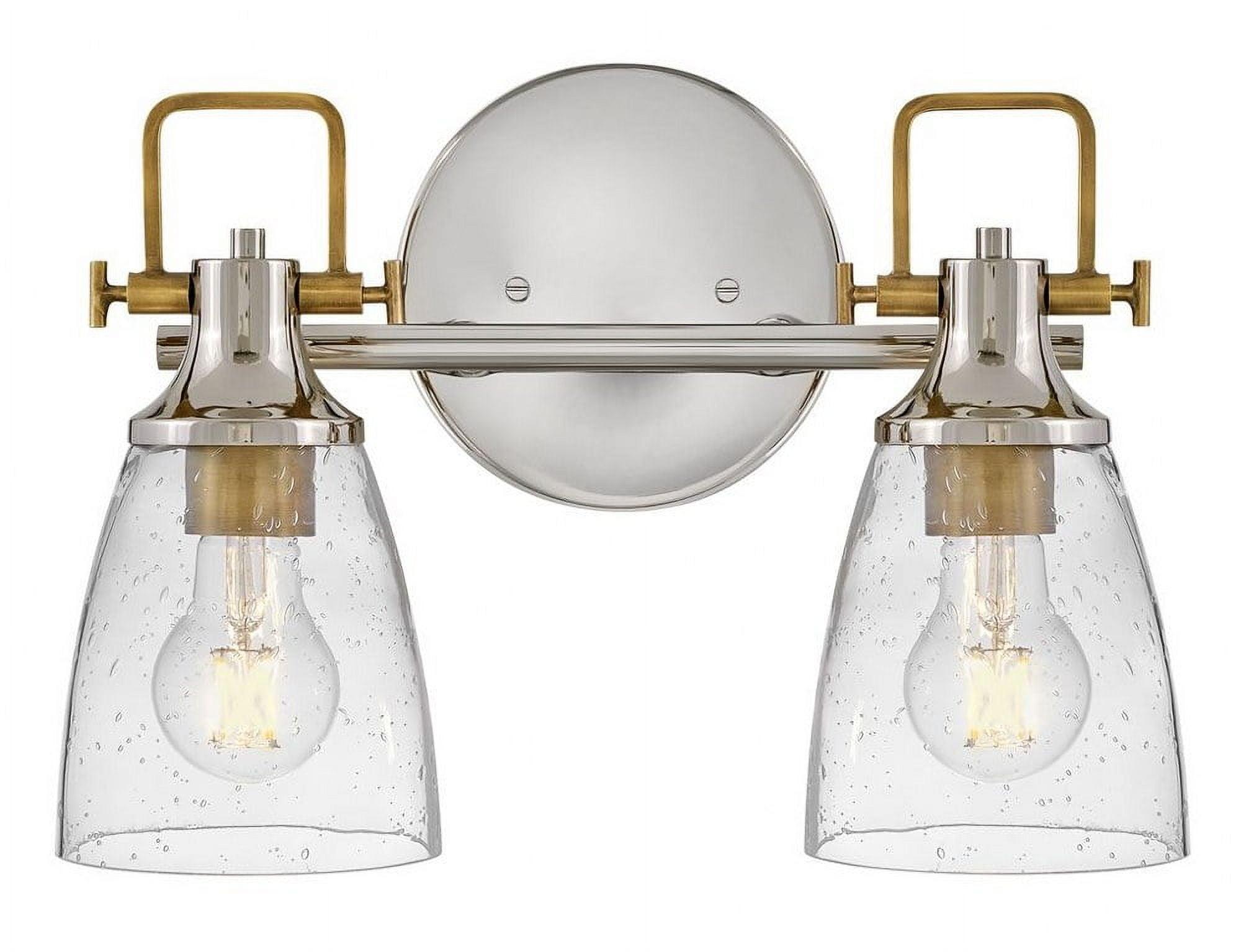 Easton Two-Light Bath Vanity Fixture w/ Clear Seedy Glass Shades