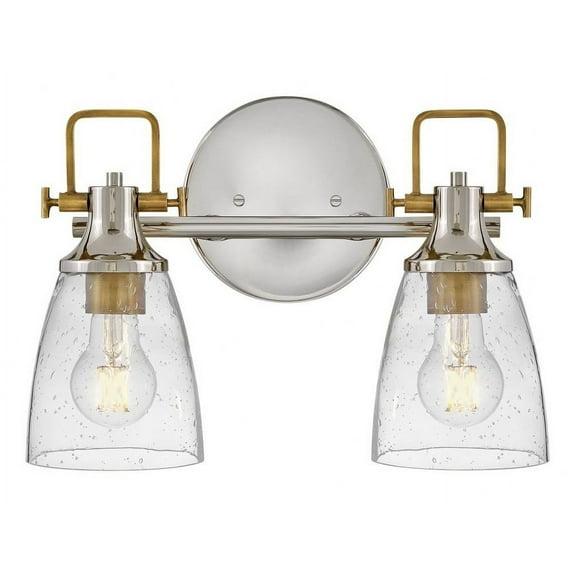 Easton Two-Light Bath Vanity Fixture w/ Clear Seedy Glass Shades