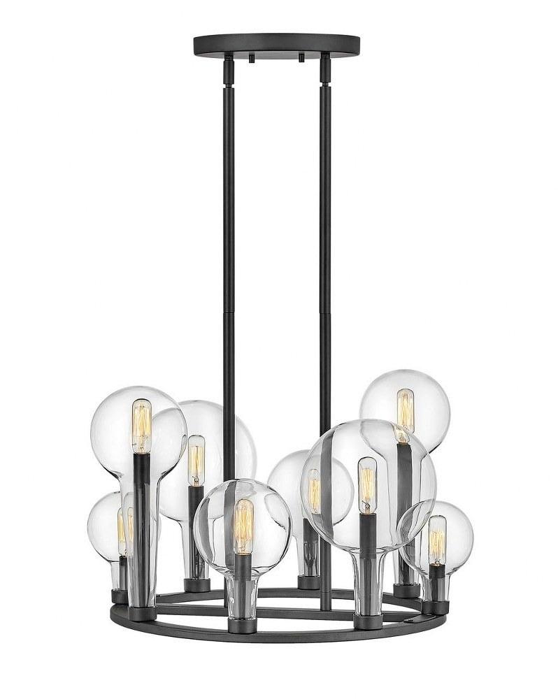 Alchemy Black Cage 8-Light Chandelier with Clear Glass