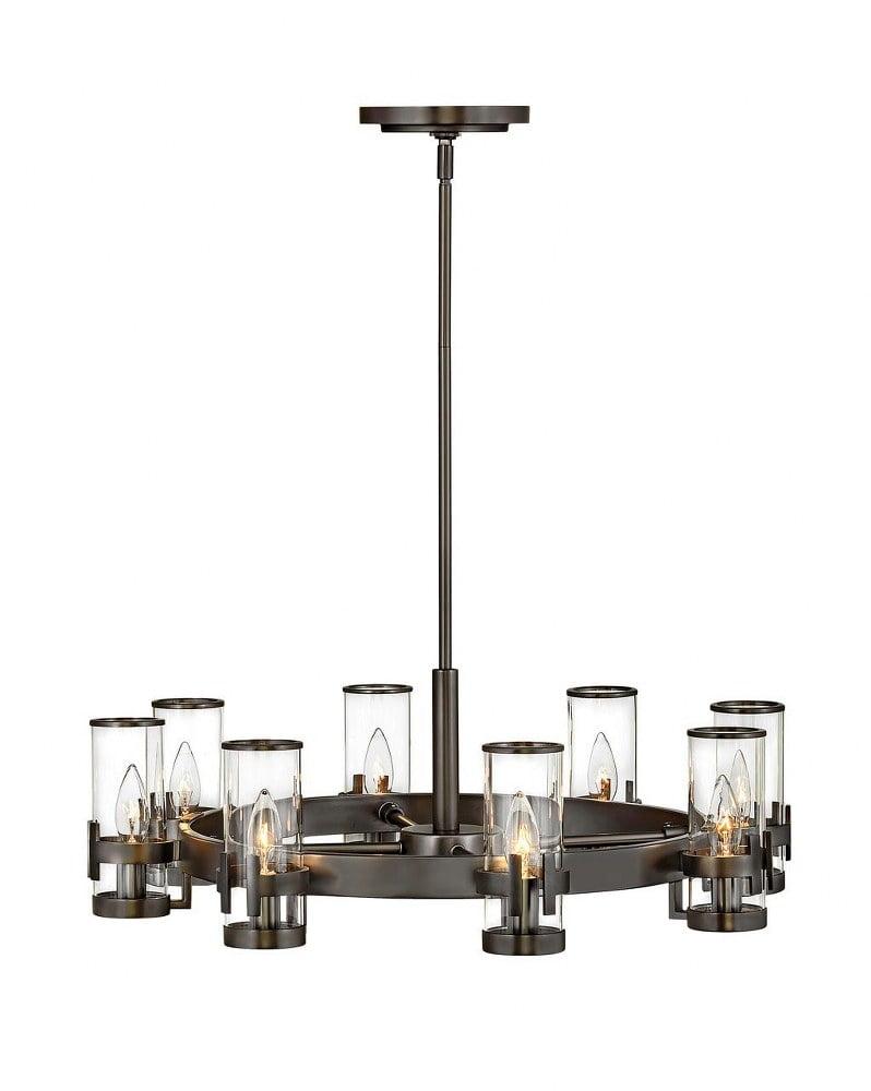 Kameliya 8 - Light Fabric Dimmable Wagon Wheel Chandelier