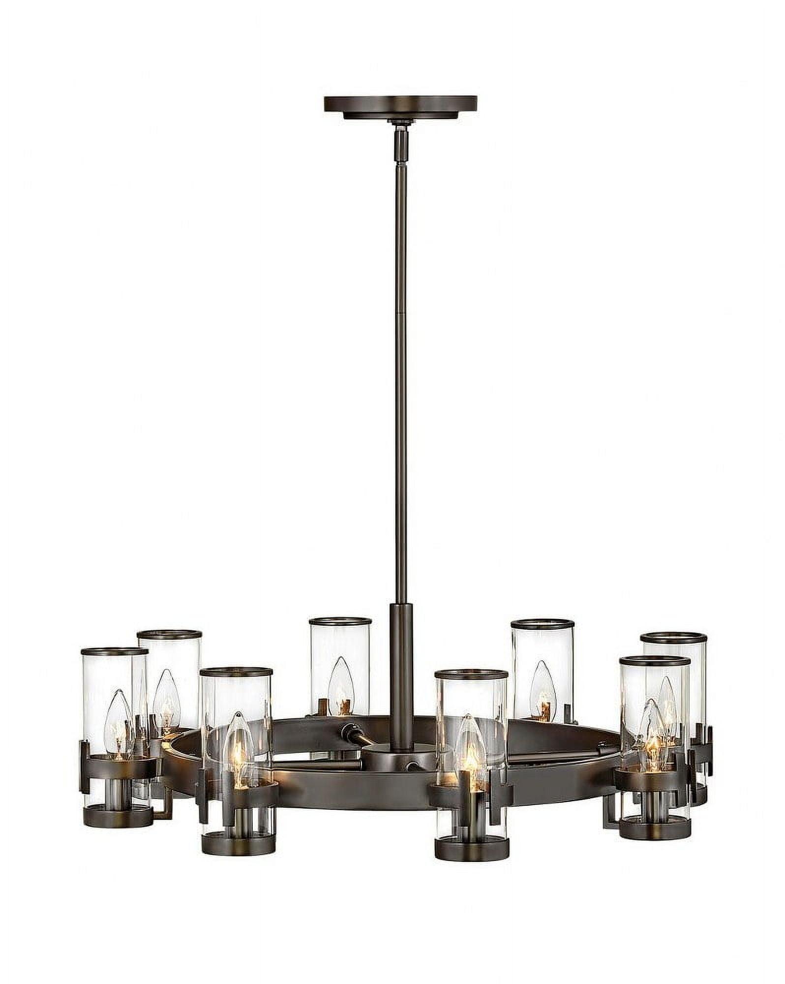 Reeve 8-Light Wagon Wheel Chandelier with Glass Shades