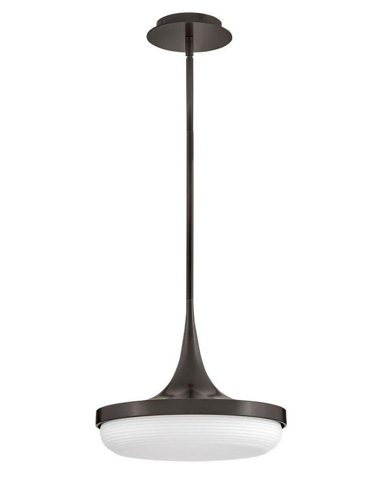 Elsa Black Oxide 32W LED Convertible Pendant with Cased Opal Shade