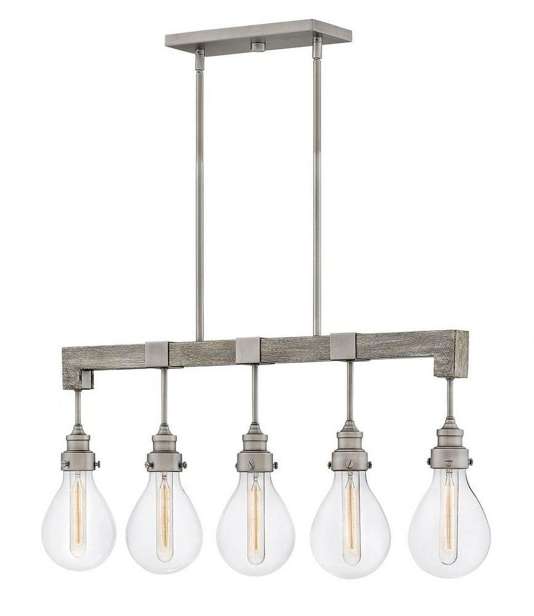 Denton Pewter 5-Light Linear Chandelier with Clear Glass