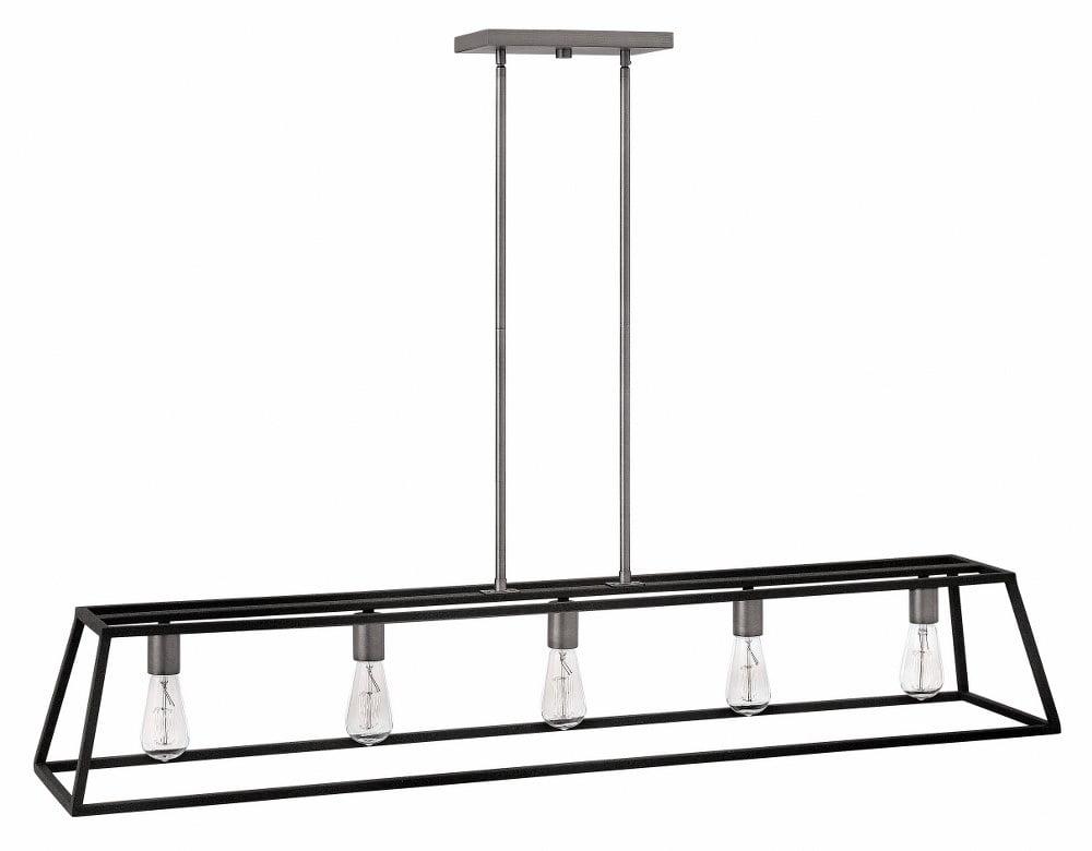 5 Light Open Frame Linear Chandelier In Transitional-Industrial Style 50 Inches Wide By 9 Inches High-Bronze Finish Hinkley Lighting 3335Bz