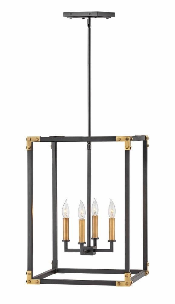 Louis Mini 4-Light Industrial Chandelier in Satin Black