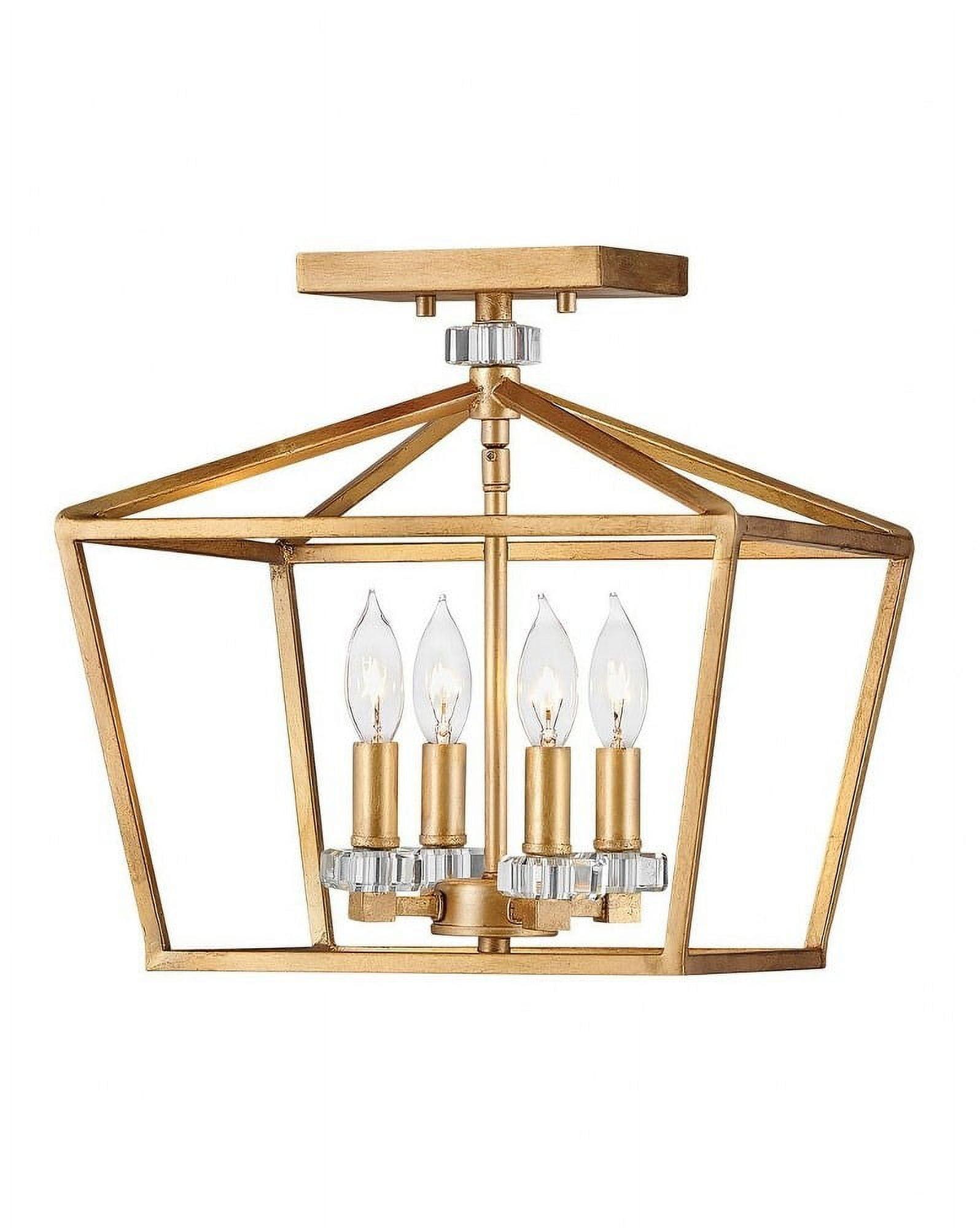Distressed Brass 4-Light Transitional Chandelier with Crystal Accents
