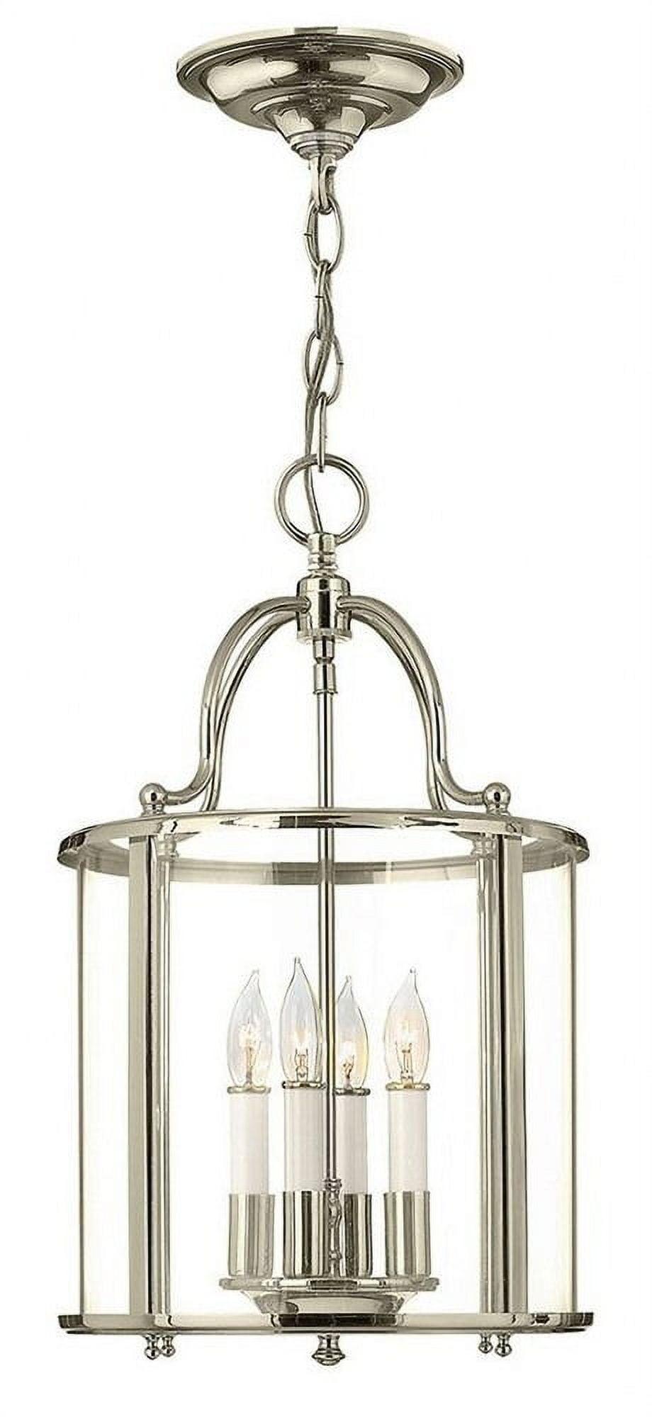 Gentry Polished Nickel 4-Light Foyer Pendant with Clear Glass Panels