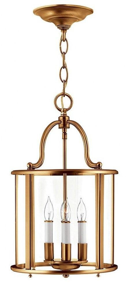 Heirloom Brass 4-Light Drum Chandelier with Clear Glass Panels