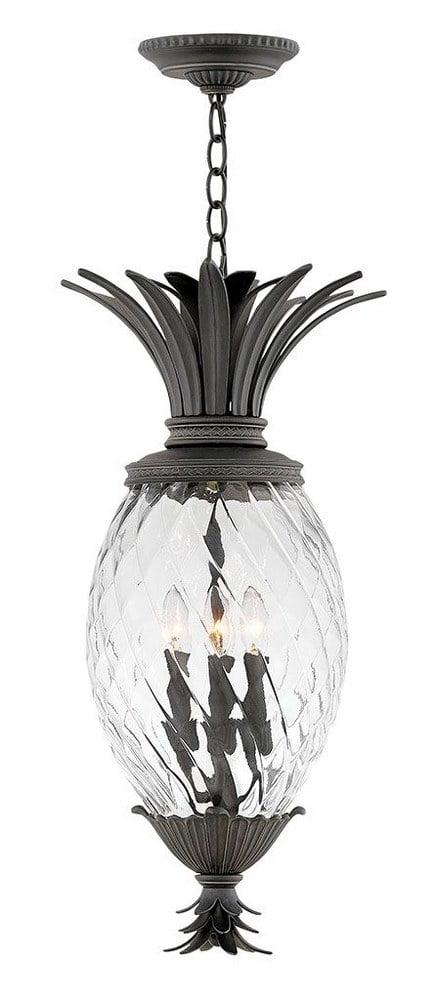 Museum Black Pineapple Glass Outdoor Hanging Lantern