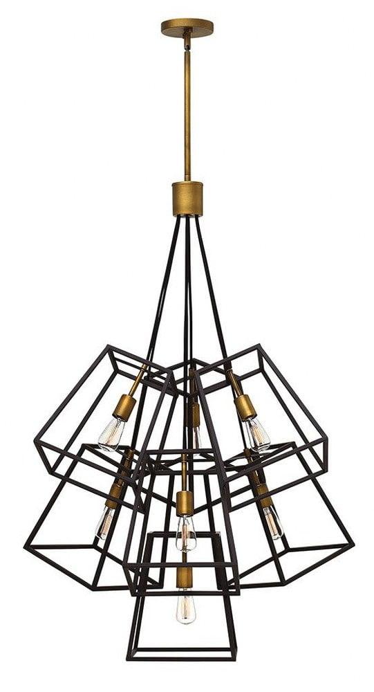 Bronze 7-Light Cage Pendant with Vintage Industrial Style