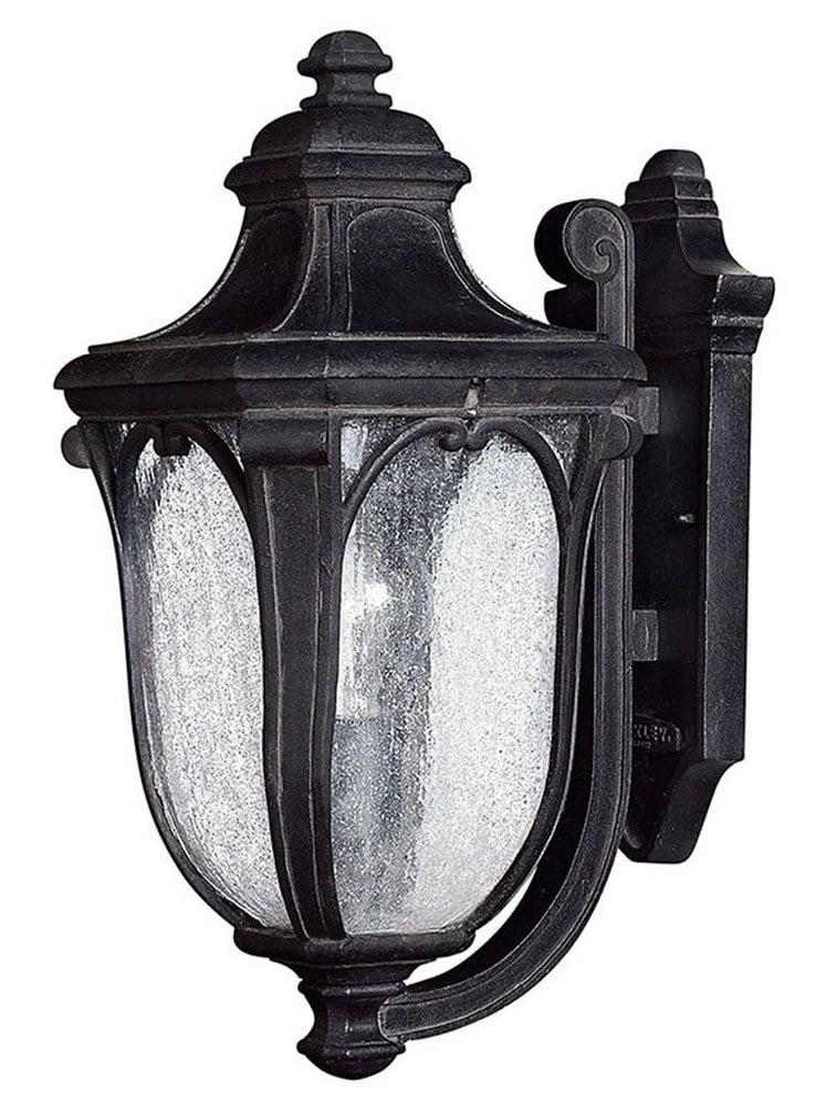 Museum Black Cast Aluminum Outdoor Wall Sconce with Seedy Glass