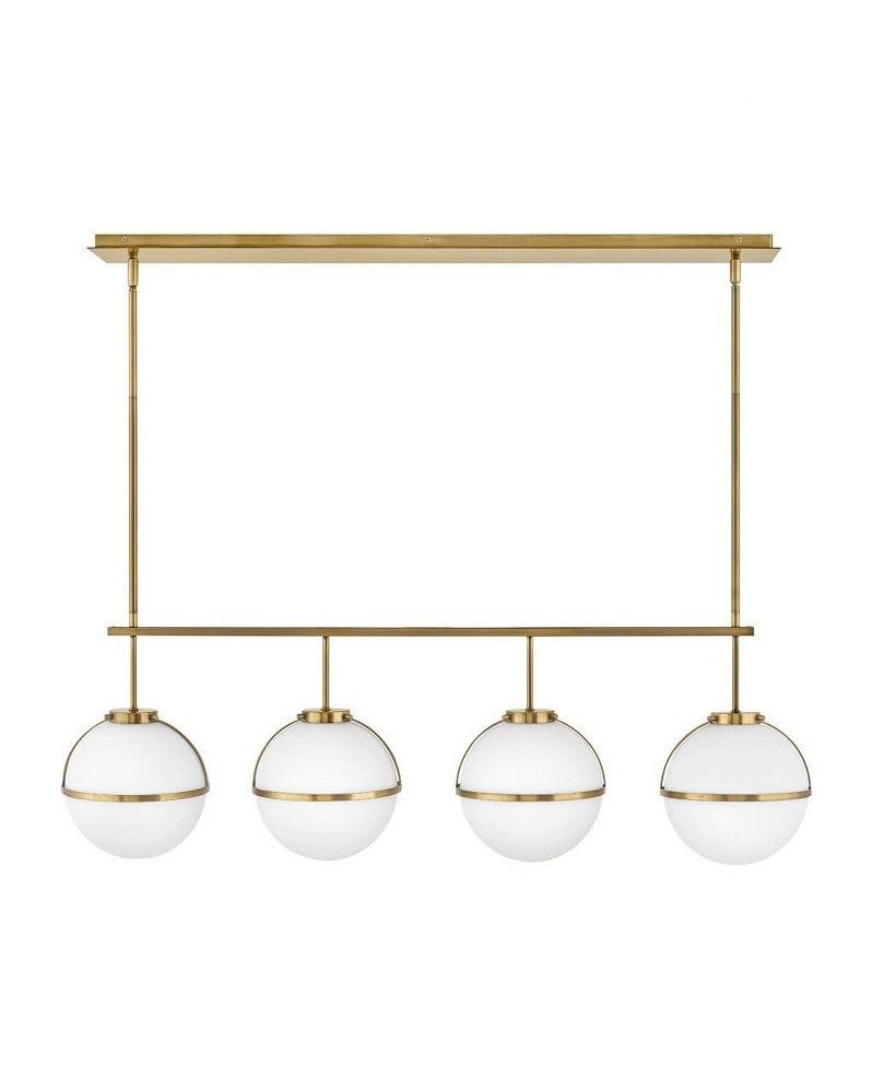 Hollis Heritage Brass 4-Light LED Linear Chandelier with Etched Opal Glass