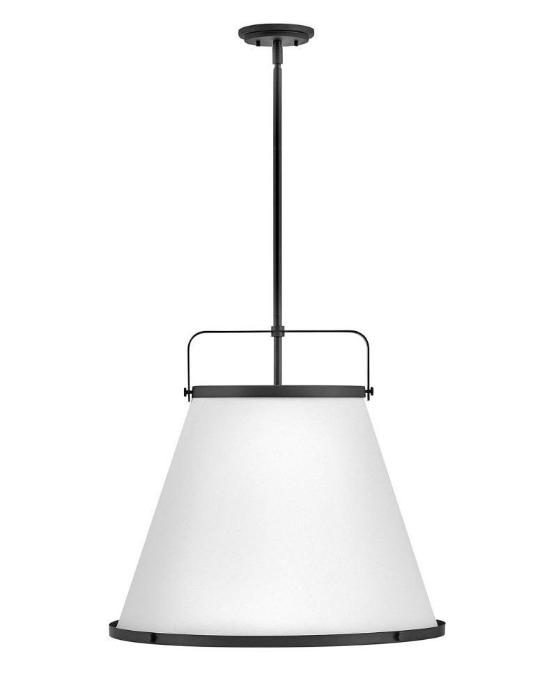 Elegant Lexi Black 3-Light Large Pendant with Off-White Textured Shade