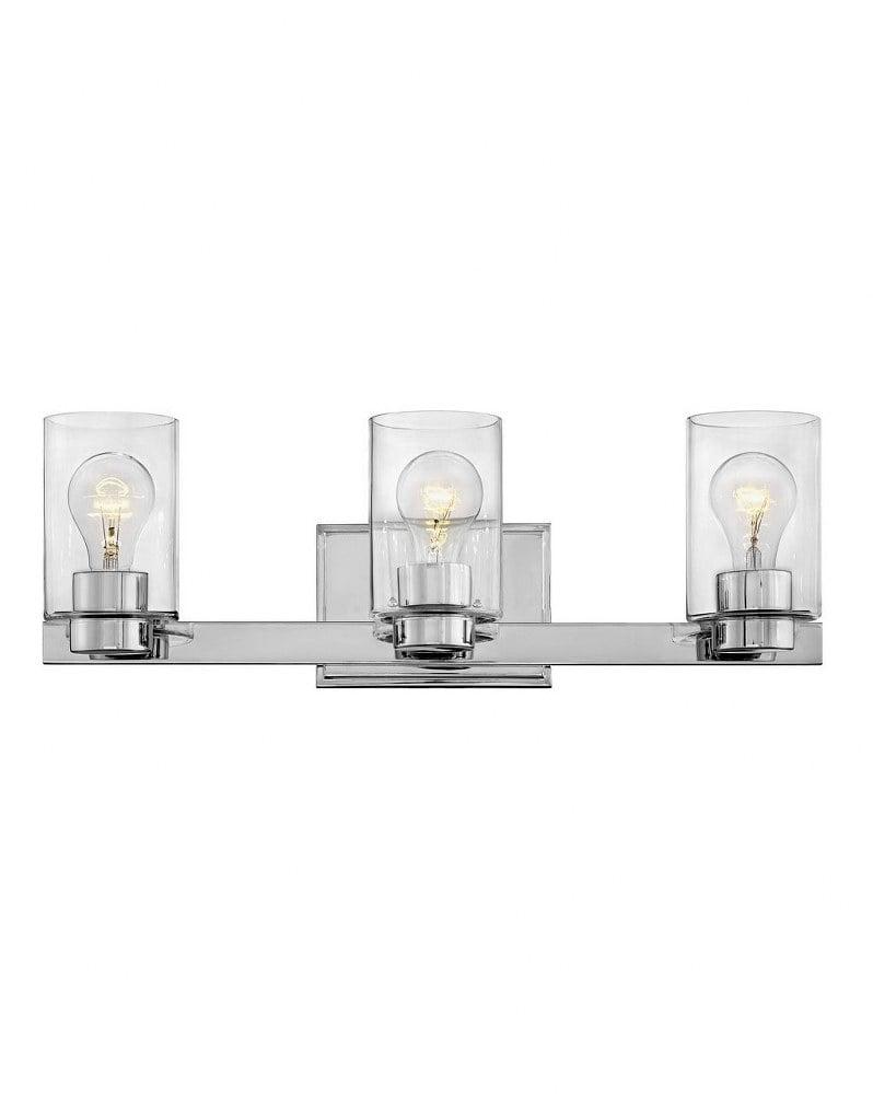 Chrome 3-Light Clear Glass Cylinder Vanity Fixture